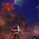Tales of Arise's Iron Mask look at a fortress during the night.